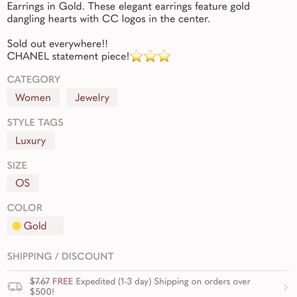 CHANEL GOLD EARRINGS WITH CC LOGO IN THE CENTER - Picture 9 of 10
